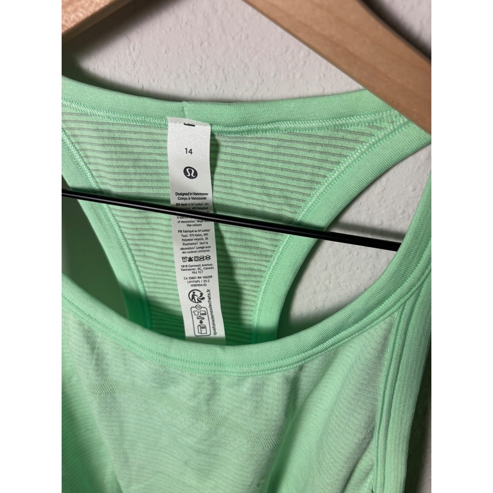 Lululemon Swiftly Tech Cropped Racerback Tank Top 2.0 Citra Lime W1FAPS Size 14 - Picture 3 of 5